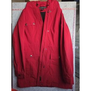 Kristen Blake Red Hooded Parka Jacket Women's Medium Quilted Lined Zip Snap